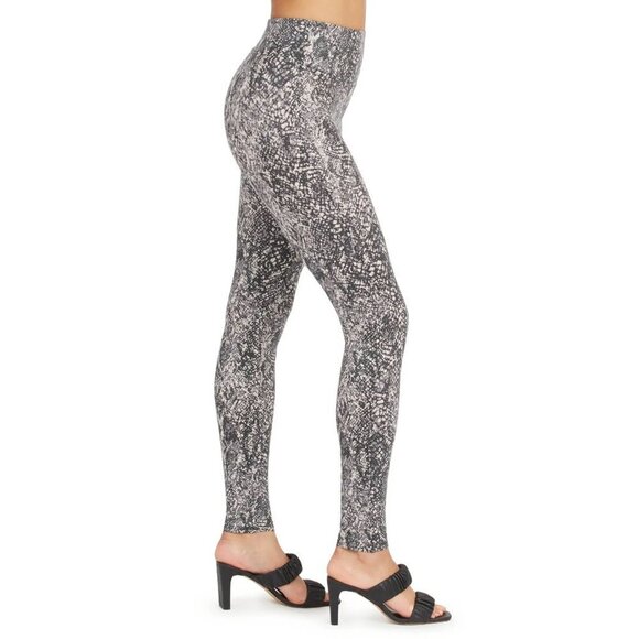 New w/Tags SPANX Faux Leather Snake Shine Leggings in Grey Snake, Small - Picture 1 of 11